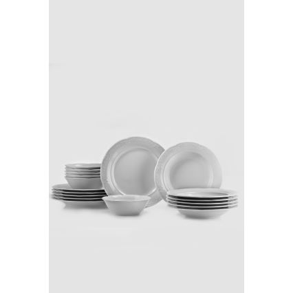 Service de table 18 pièces en porcelaine blanche
