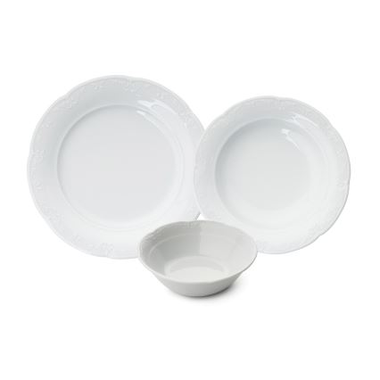 Service de table 18 pièces en porcelaine blanche