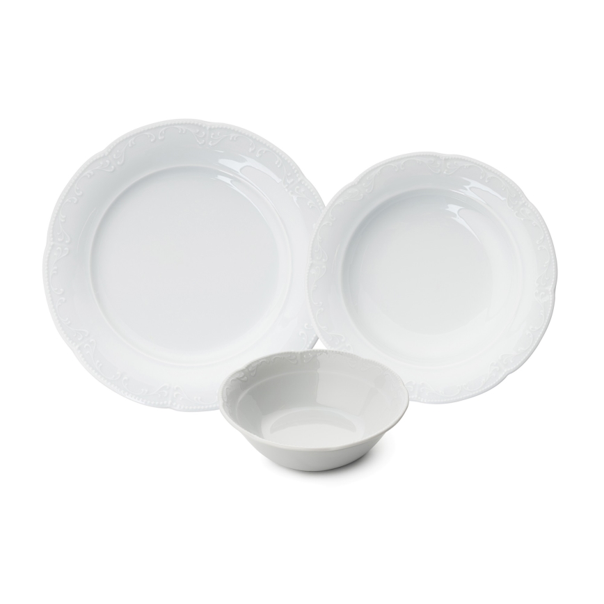 Service de table 18 pièces en porcelaine blanche