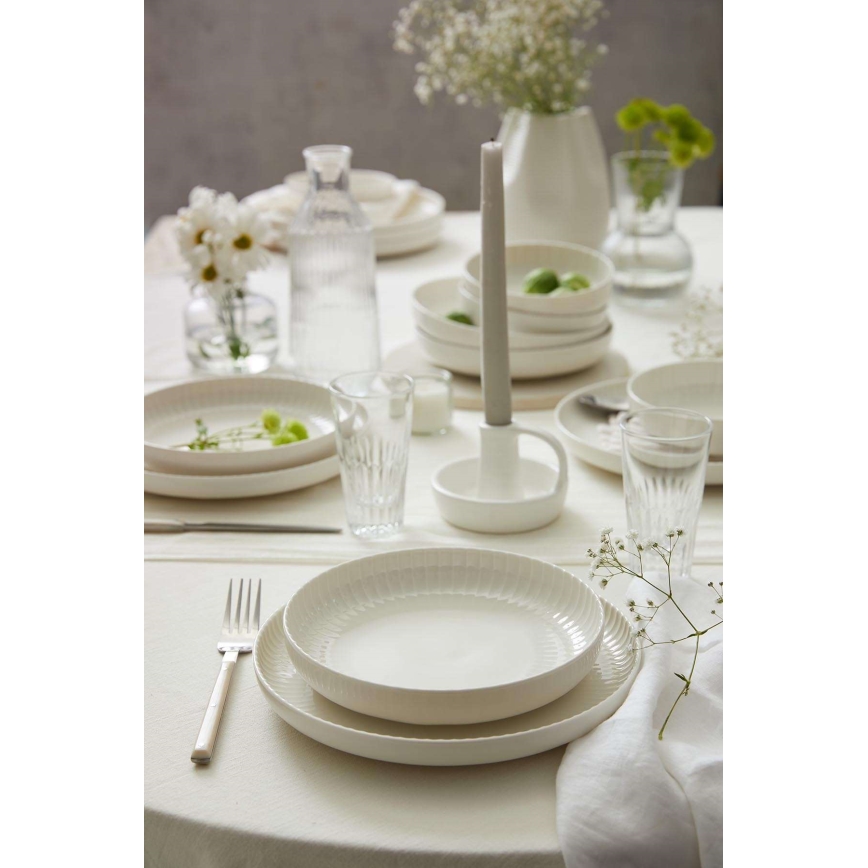 Service de table 18 pièces en porcelaine blanche