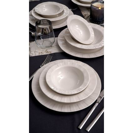 Service de table 18 pièces en porcelaine blanche