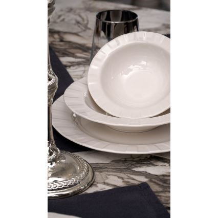 Service de table 18 pièces en porcelaine blanche