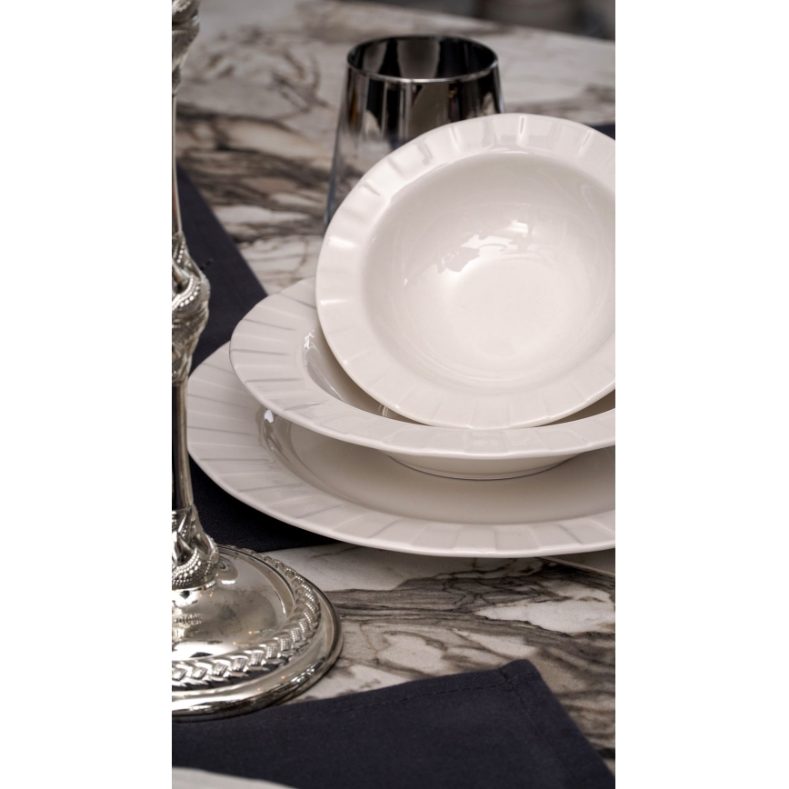 Service de table 18 pièces en porcelaine blanche