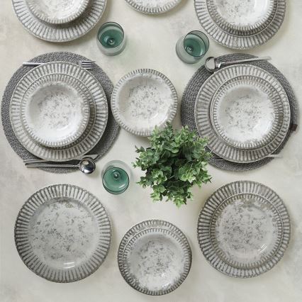 Service de table 18 pièces gris en céramique