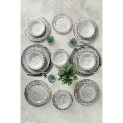 Service de table 18 pièces gris en céramique