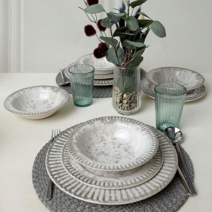 Service de table 18 pièces gris en céramique
