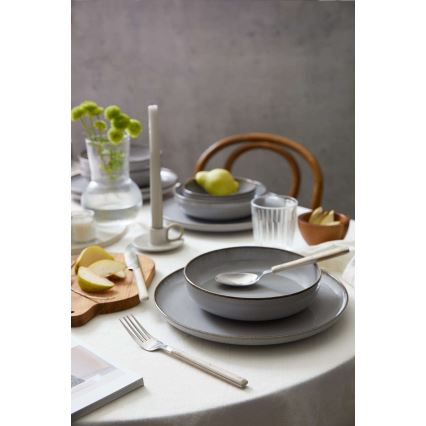 Service de table 18 pièces gris/porcelaine