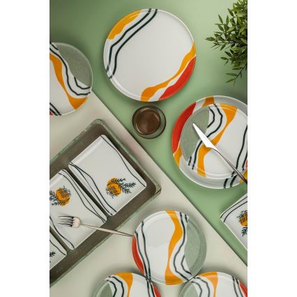 Service de table 18 pièces multicolore en porcelaine