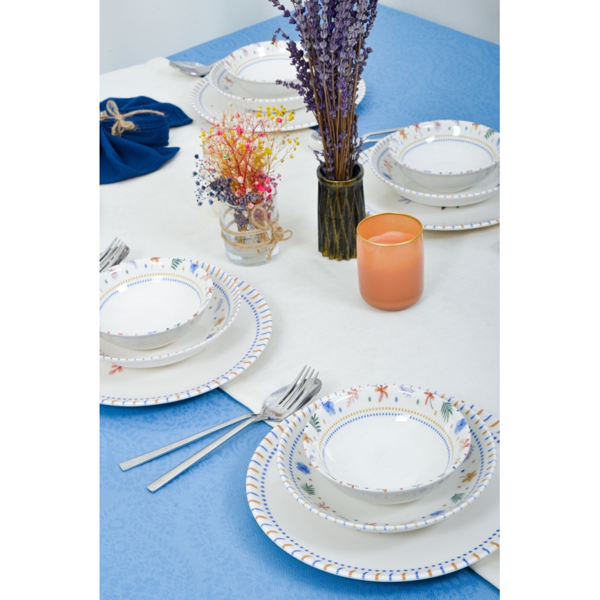 Service de table 18 pièces multicolore en porcelaine
