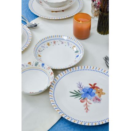 Service de table 18 pièces multicolore en porcelaine