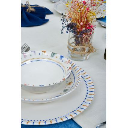 Service de table 18 pièces multicolore en porcelaine