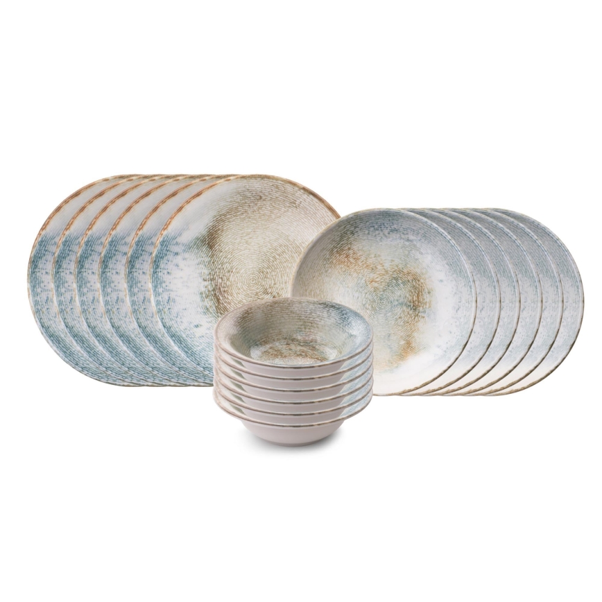 Service de table 18 pièces multicolore/porcelaine