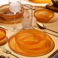 Service de table 18 pièces, orange/verre