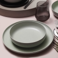 Service de table 18 pièces vert/porcelaine