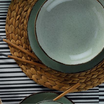 Service de table 18 pièces vert/porcelaine