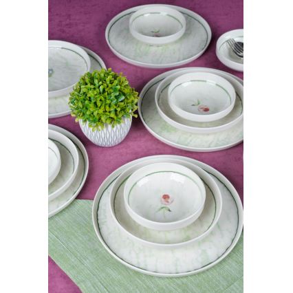 Service de table 18 pièces vert/porcelaine