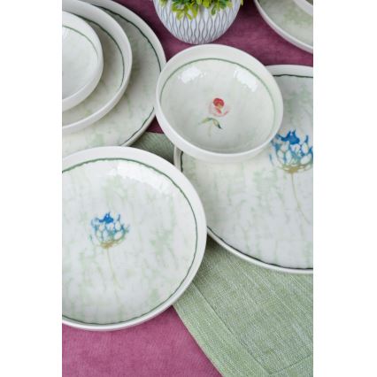 Service de table 18 pièces vert/porcelaine