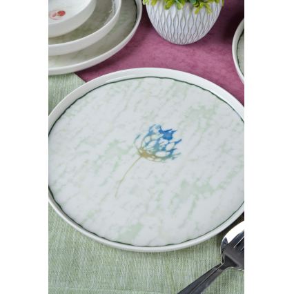 Service de table 18 pièces vert/porcelaine