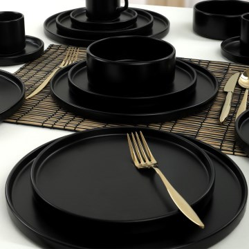Service de table 20 pièces en grès noir