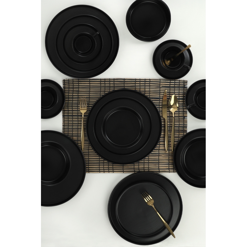 Service de table 20 pièces en grès noir