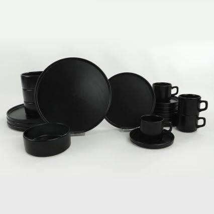 Service de table 20 pièces en grès noir