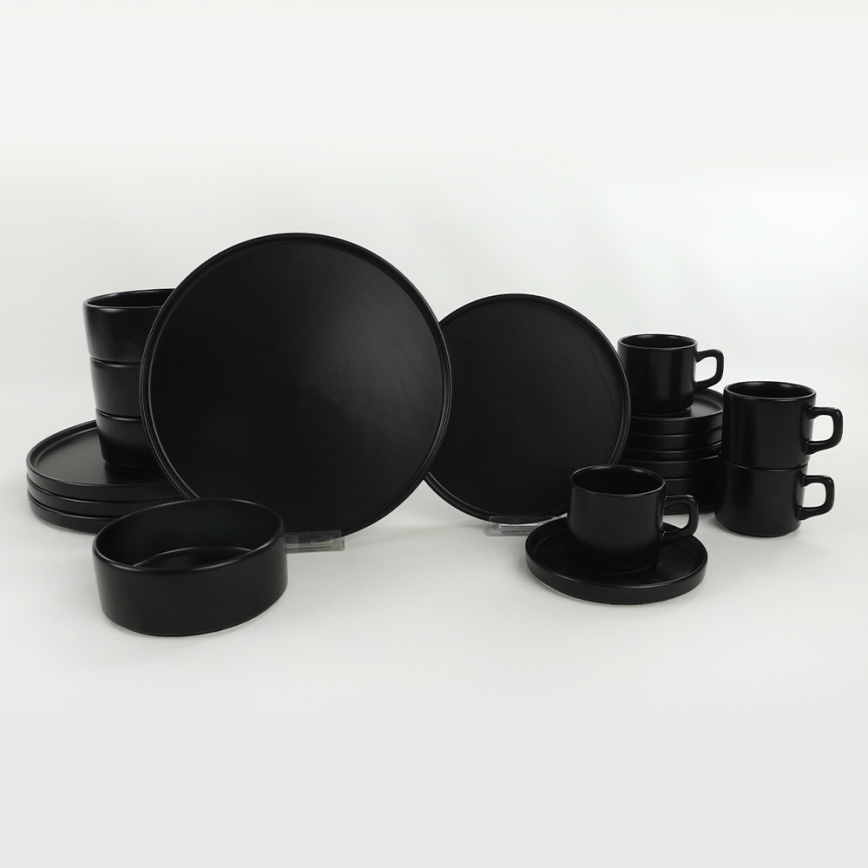 Service de table 20 pièces en grès noir