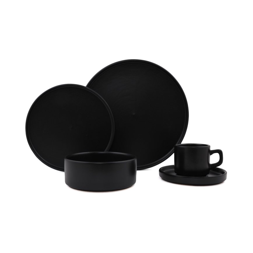 Service de table 20 pièces en grès noir