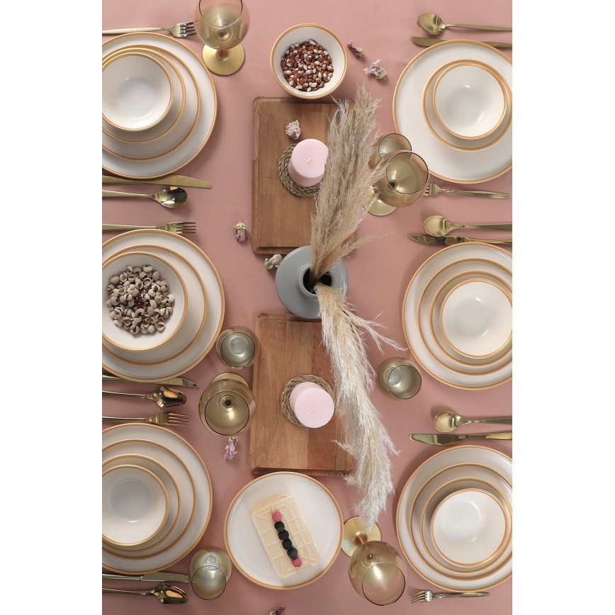 Service de table 24 pièces beige en céramique