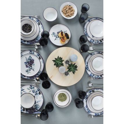 Service de table 24 pièces blanc/bleu/céramique