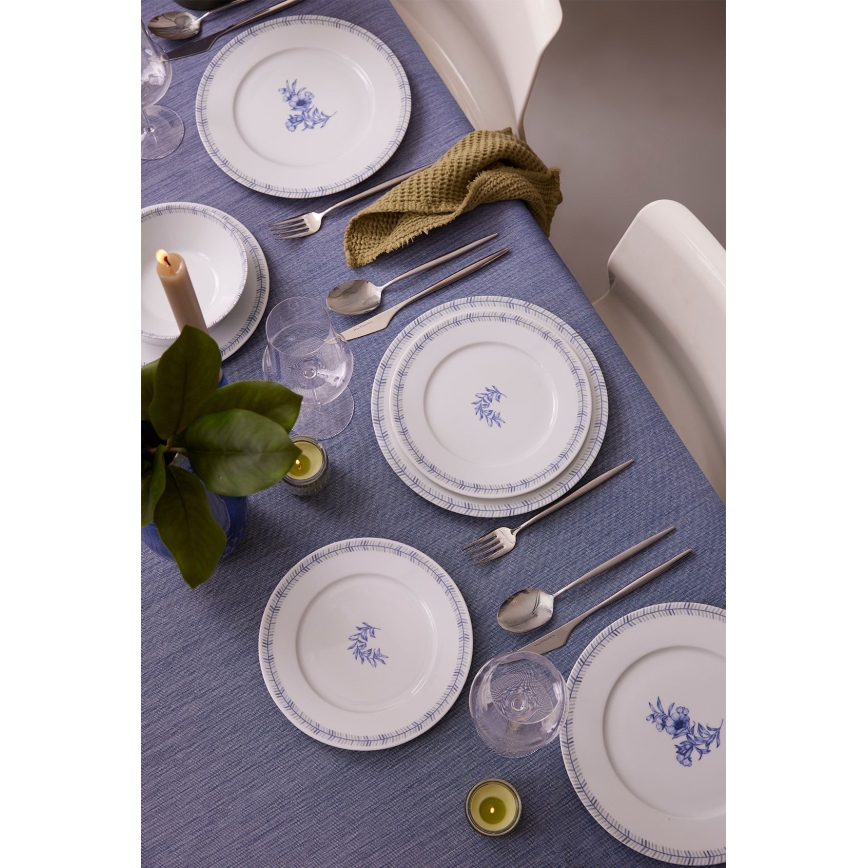 Service de table 24 pièces blanc/bleu en porcelaine