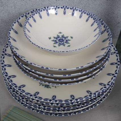 Service de table 24 pièces blanc/bleu/porcelaine
