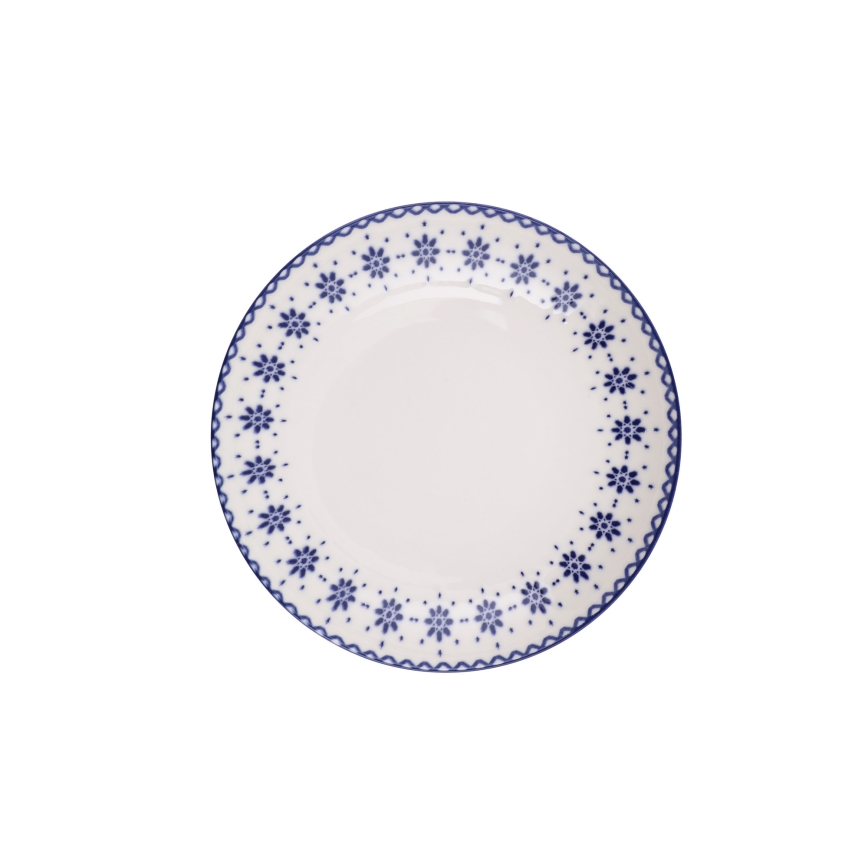 Service de table 24 pièces blanc/bleu/porcelaine