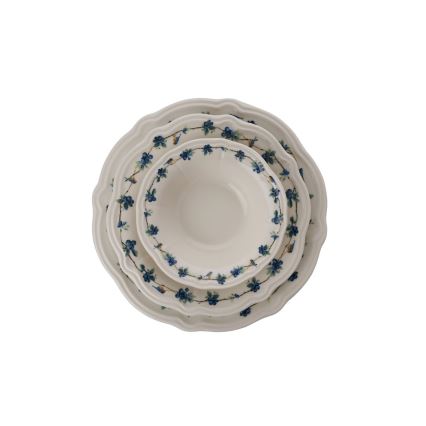 Service de table 24 pièces blanc/bleu/porcelaine