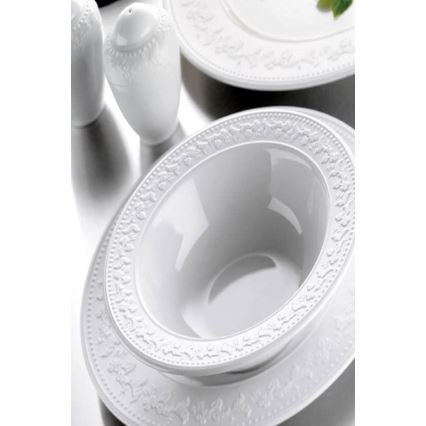 Service de table 24 pièces, blanc en porcelaine