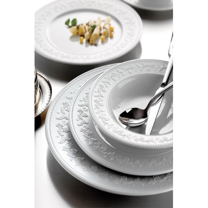 Service de table 24 pièces, blanc en porcelaine