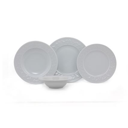 Service de table 24 pièces, blanc en porcelaine