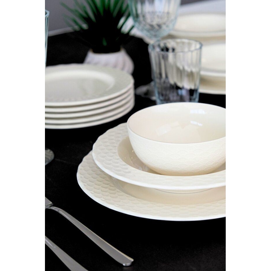 Service de table 24 pièces, blanc en porcelaine
