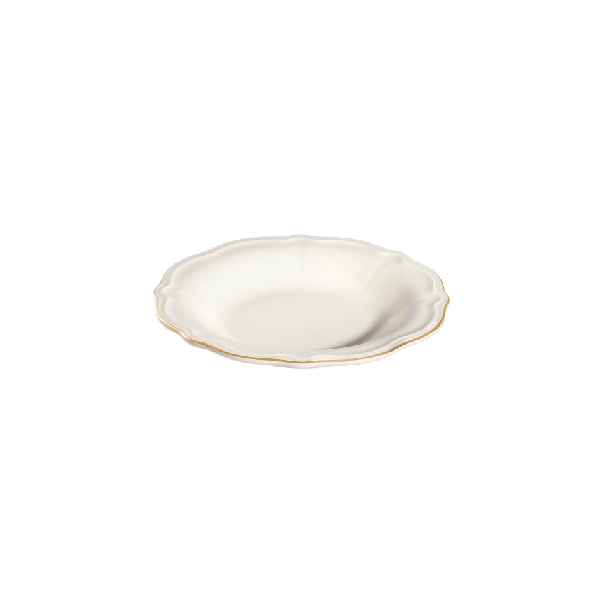 Service de table 24 pièces, blanc et doré, en porcelaine