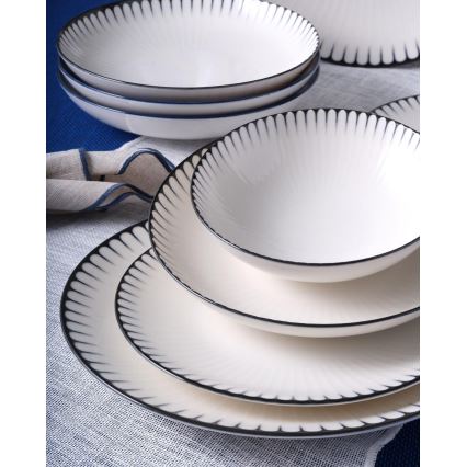 Service de table 24 pièces blanc/noir/porcelaine