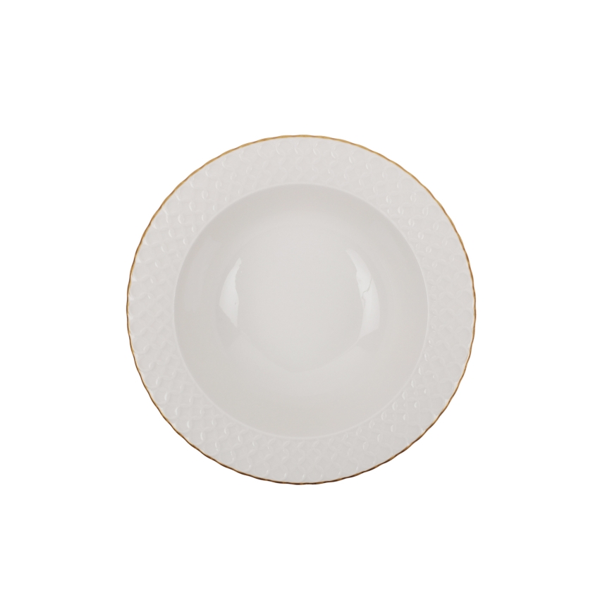 Service de table 24 pièces blanc/or/porcelaine