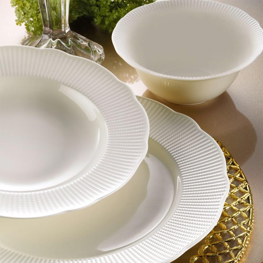 Service de table 24 pièces blanc/porcelaine