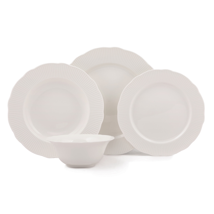 Service de table 24 pièces blanc/porcelaine