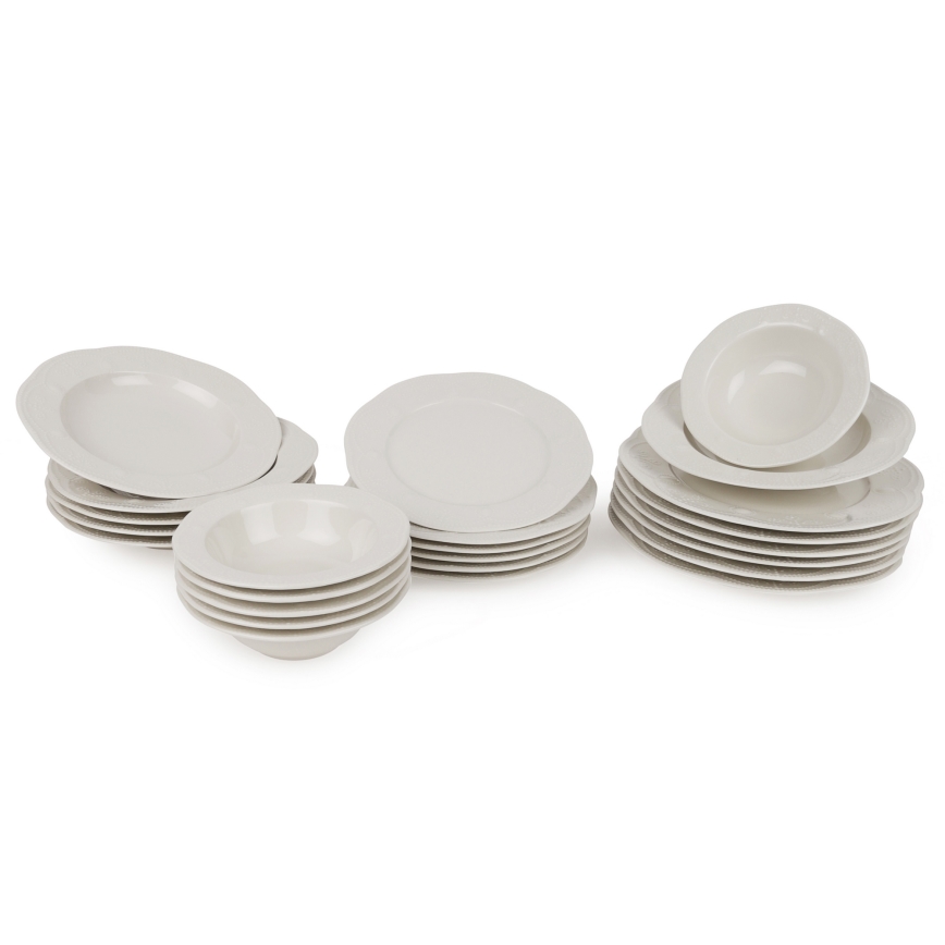 Service de table 24 pièces blanc/porcelaine