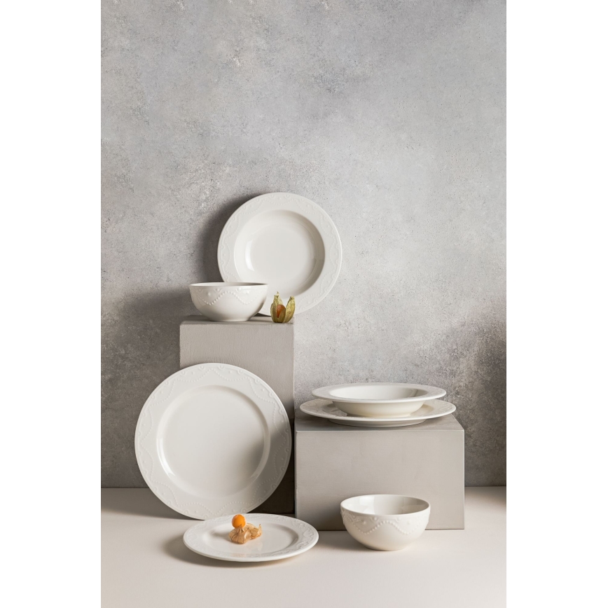 Service de table 24 pièces blanc/porcelaine