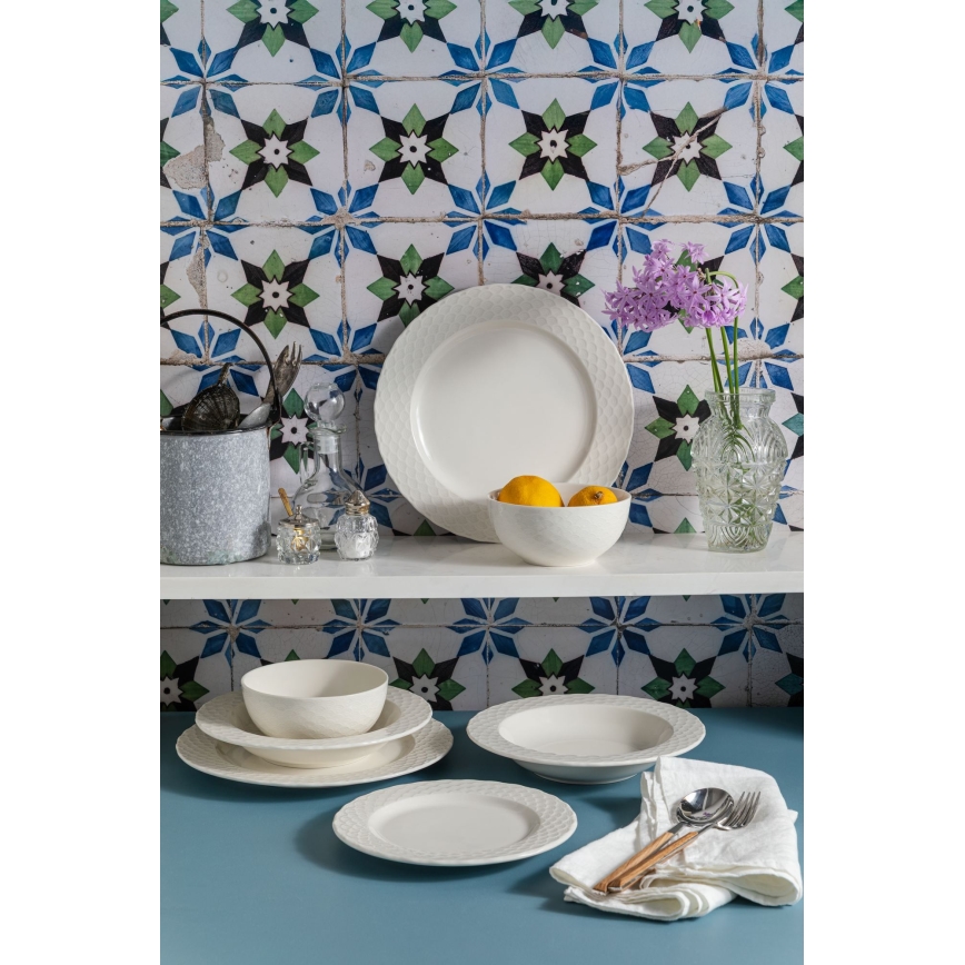 Service de table 24 pièces blanc/porcelaine