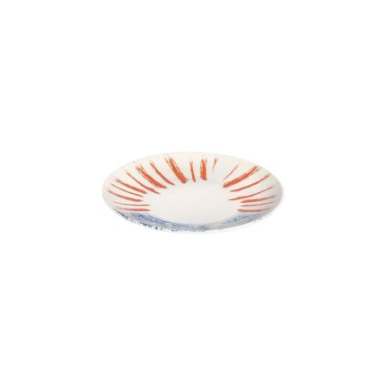 Service de table 24 pièces blanc/rouge/bleu /porcelaine