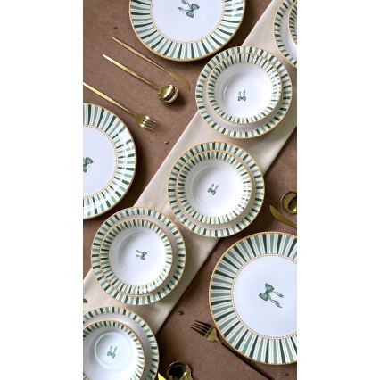 Service de table 24 pièces blanc/vert/or/céramique