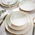 Service de table 24 pièces blanc/vert/porcelaine