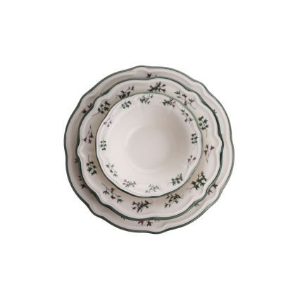 Service de table 24 pièces blanc/vert/porcelaine