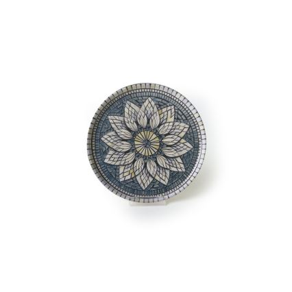 Service de table 24 pièces, bleu/crème, en grès